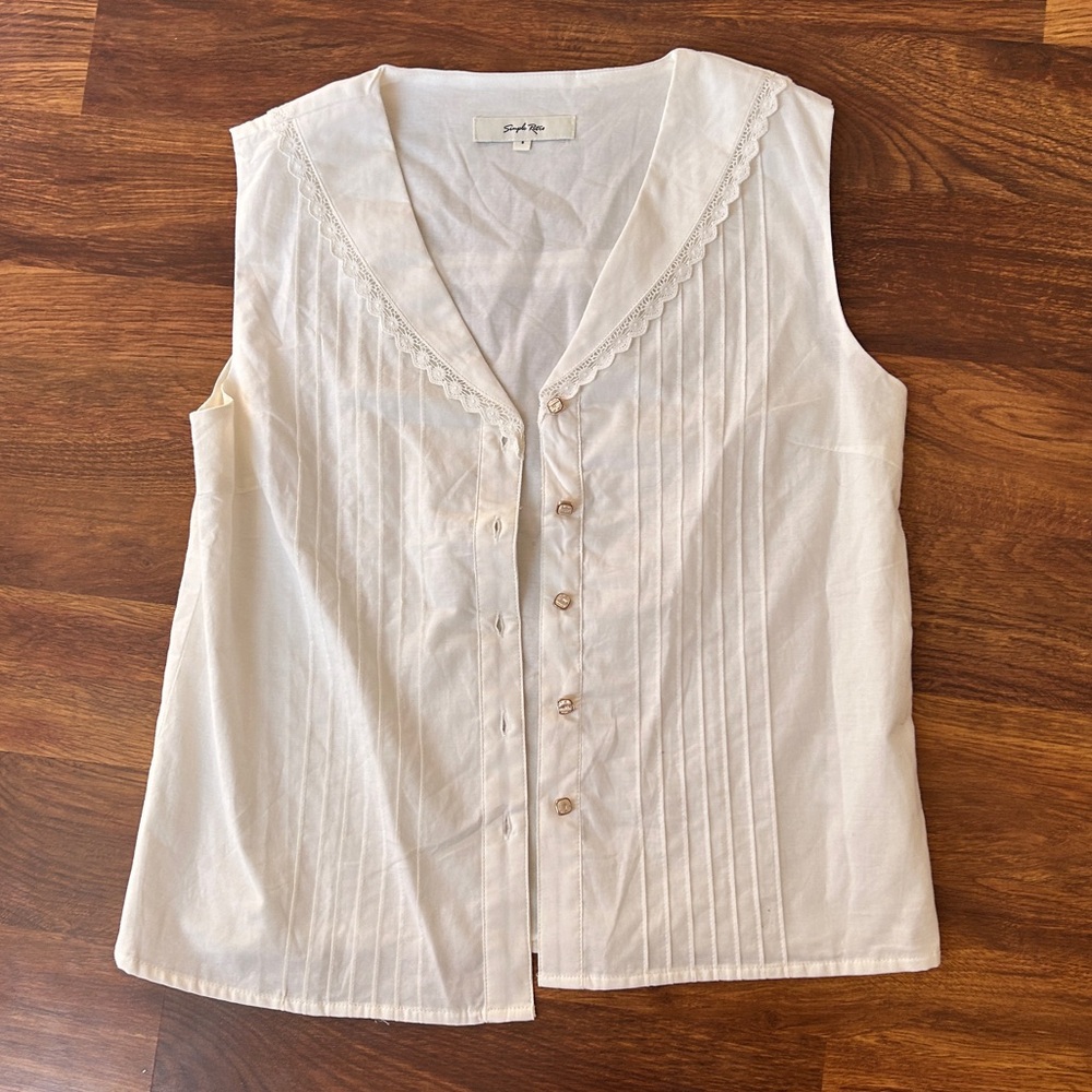 White Vintage Blouse Vest